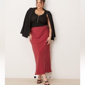 ASOS Curve maxi skirt in red spot